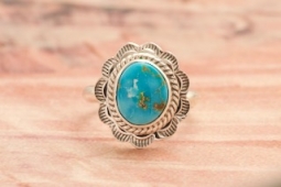Genuine Sonoran Turquoise Sterling Silver Navajo Ring